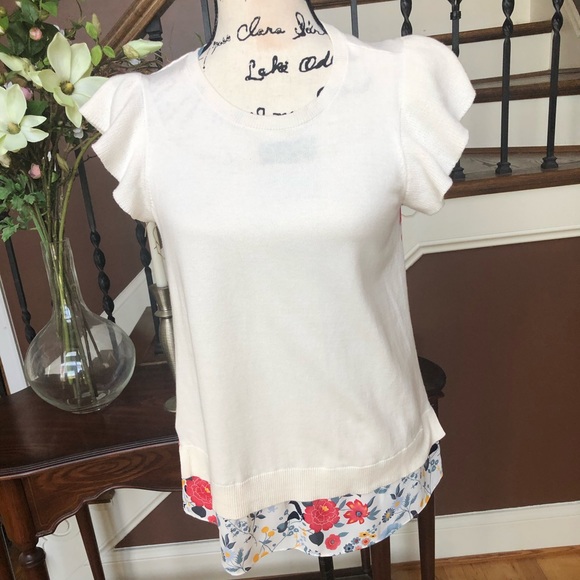 Ann Taylor LOFT White Sweater With Floral Back - Picture 1 of 8